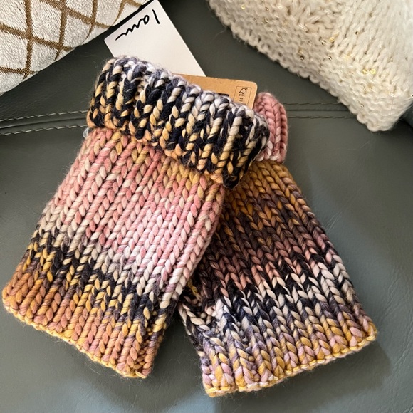 Rare OMBRE HAND WARMERS Gorgeous KNIT Soft MUTED Warm Pink/Purple-Gray/Goldenrod - Picture 4 of 9